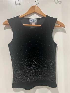Laguna B Black Velvet Rhinestone Tank Top